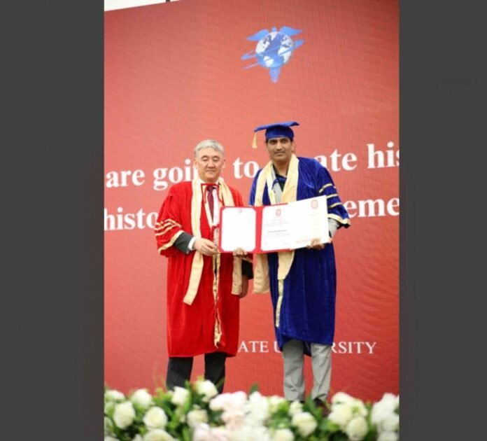 Dharmendra Kumar, Osh State University, Honorary Doctorate, Holistic Yoga, Spirituality, Spiritual Wellness, Being Spiritual Foundation, Kyrgyz Republic, Holistic Healing, Meditation, Reiki Healing, Quantum Healing, International Recognition, Kyrgyz Republic International Achiever Award, Yoga, Wellness, India,