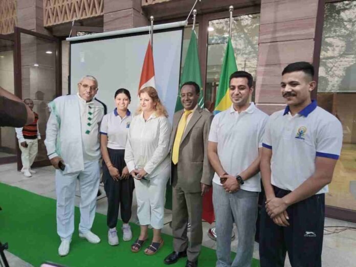 FHRAI, Harit Yoga, Embassy of Ethiopia, Ministry of AYUSH, International Day of Yoga 2025, Yoga Event New Delhi, Wellness Event India, FHRAI Collaboration, Ethiopia India Relations, AYUSH Supported Yoga, MDNIY Support, Coffee and Harit Yoga, Ethiopian Embassy Event, Yoga and Sustainability, Cross-Cultural Yoga, Wellness Tourism India, Sustainable Living Event, FHRAI and Ethiopian Embassy Harit Yoga, Ministry of AYUSH supported Harit Yoga event, Harit Yoga at Ethiopian Embassy New Delhi, Coffee and Yoga event New Delhi, Plantation drive yoga event, Yoga for peace and well-being, India Ethiopia cultural exchange, Promoting wellness and sustainability through yoga, Yoga event before International Yoga Day, Lalit Madan yoga trainer, Federation of Hotel and Restaurant Associations of India, Ethiopian Embassy in India, Ministry of Ayurveda, Yoga & Naturopathy, Unani, Siddha and Homoeopathy, Morarji Desai National Institute of Yoga,