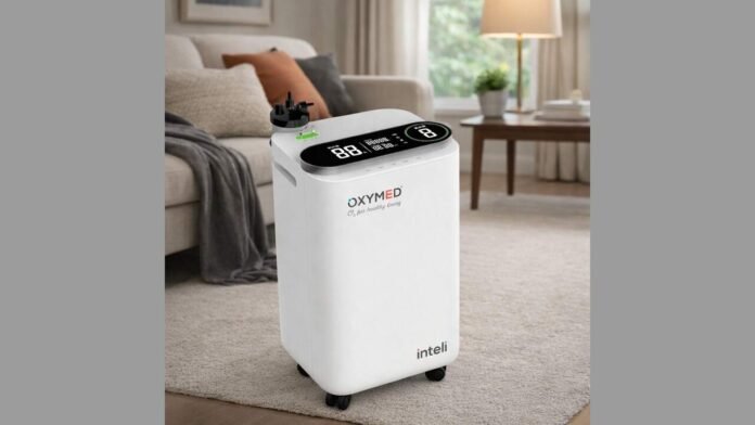 Oxymed Inteli 5 LPM, Oxymed Cure 5 LPM, Home oxygen concentrator India, Best 5 LPM oxygen concentrator, Auto-adjusting oxygen concentrator,Oxymed